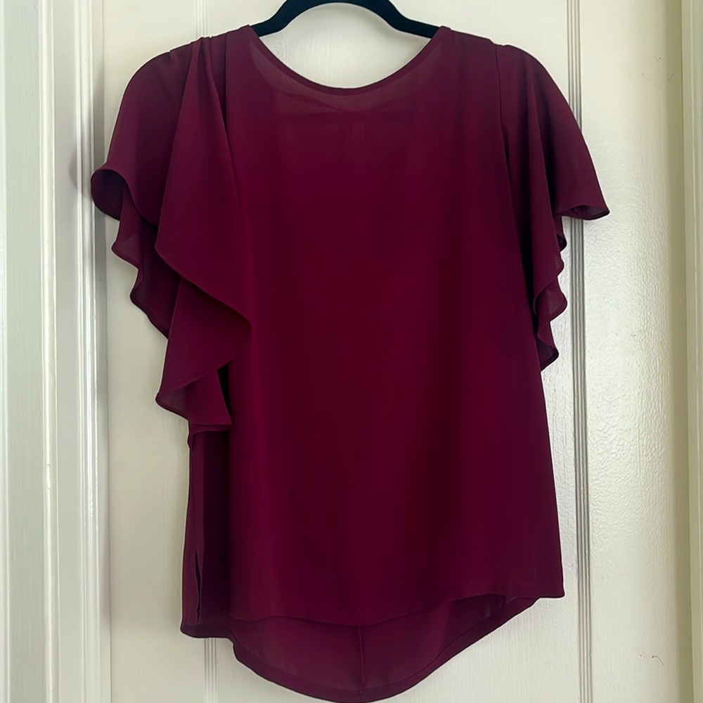 Maroon Size S Ruffle Sleeve Top from Loft